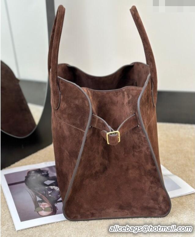 Best Discount The Row Margaux 15 Tote Bag in Suede 8818L Dark Brown 2026
