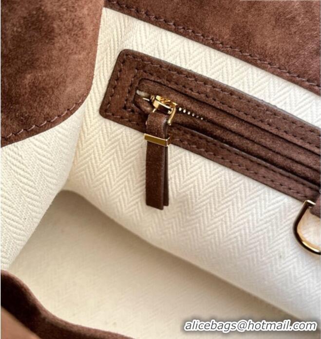 Best Discount The Row Margaux 15 Tote Bag in Suede 8818L Dark Brown 2026