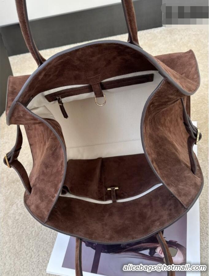 Best Discount The Row Margaux 15 Tote Bag in Suede 8818L Dark Brown 2026