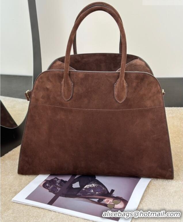 Best Discount The Row Margaux 15 Tote Bag in Suede 8818L Dark Brown 2026