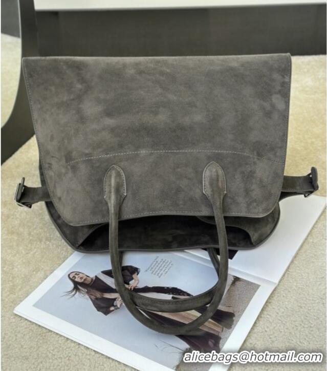 Best Price The Row Margaux 15 Tote Bag in Suede 8818L Green 2026