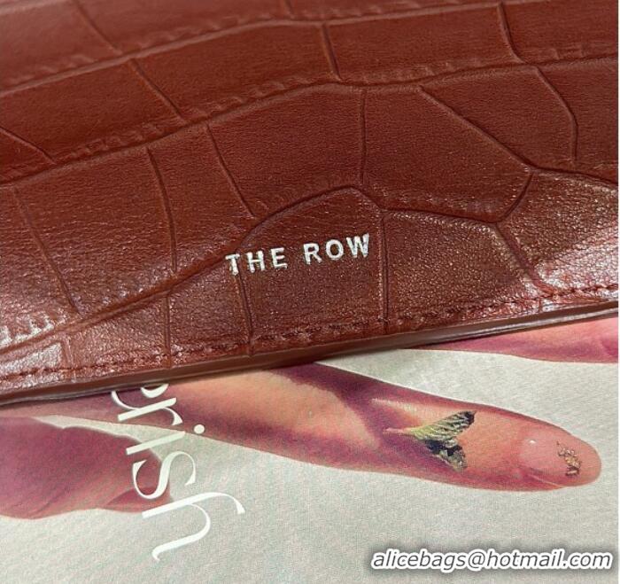Fashion Discount The Row Marlo 14 Bag in Samanta Crocodile Embossed Leather 8823 Red Brown 2026