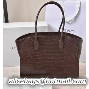 Well Crafted The Row Marlo 14 Bag in Samanta Crocodile Embossed Leather 8823 Dark Brown 2026