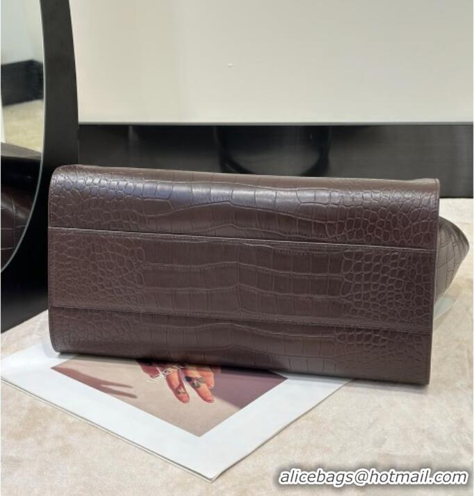 Well Crafted The Row Marlo 14 Bag in Samanta Crocodile Embossed Leather 8823 Dark Brown 2026