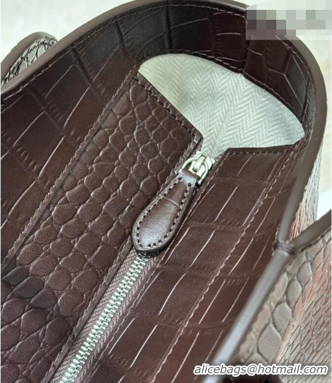 Well Crafted The Row Marlo 14 Bag in Samanta Crocodile Embossed Leather 8823 Dark Brown 2026
