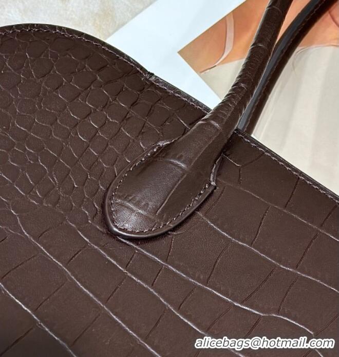 Well Crafted The Row Marlo 14 Bag in Samanta Crocodile Embossed Leather 8823 Dark Brown 2026