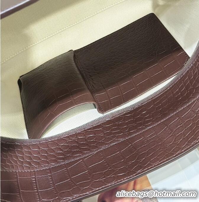 Well Crafted The Row Marlo 14 Bag in Samanta Crocodile Embossed Leather 8823 Dark Brown 2026