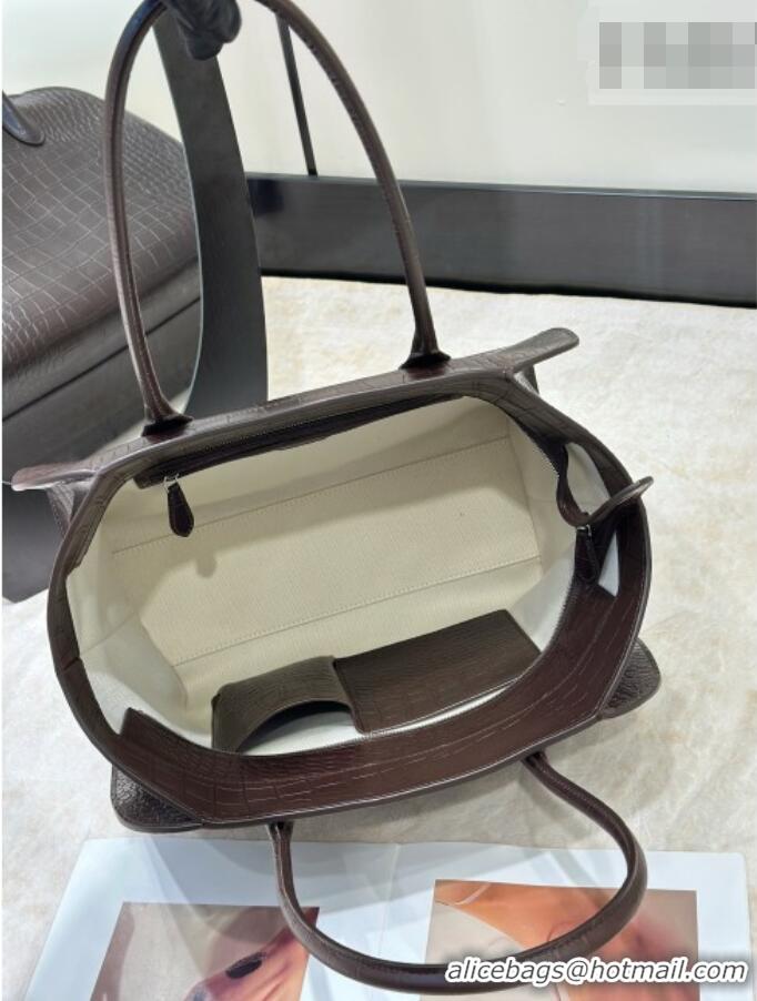 Well Crafted The Row Marlo 14 Bag in Samanta Crocodile Embossed Leather 8823 Dark Brown 2026