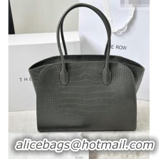 Promotional The Row Marlo 14 Bag in Samanta Crocodile Embossed Leather 8823 Grey 2026