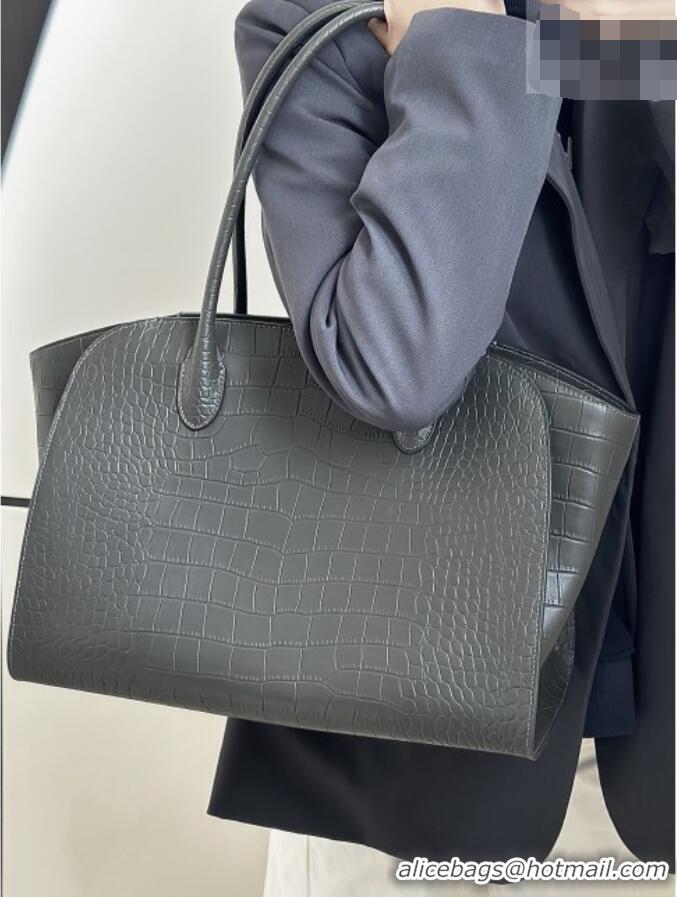 Promotional The Row Marlo 14 Bag in Samanta Crocodile Embossed Leather 8823 Grey 2026