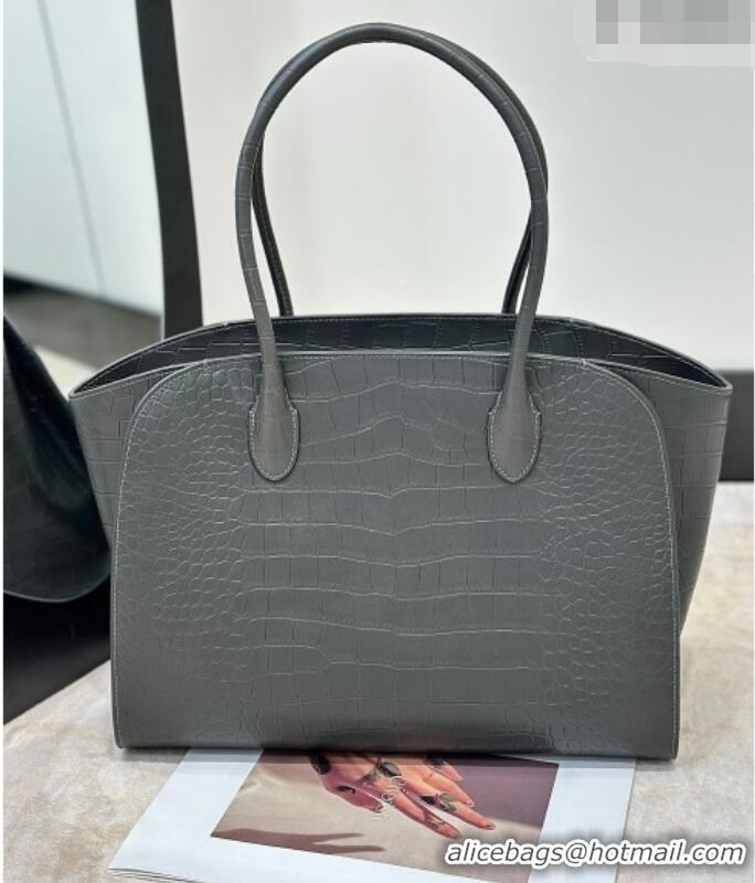 Promotional The Row Marlo 14 Bag in Samanta Crocodile Embossed Leather 8823 Grey 2026