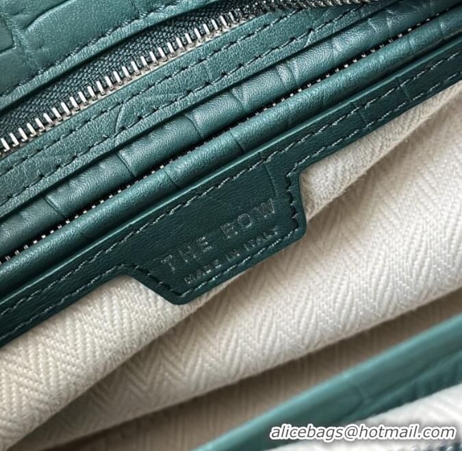 High Quality The Row Marlo 14 Bag in Samanta Crocodile Embossed Leather 8823 Green 2026