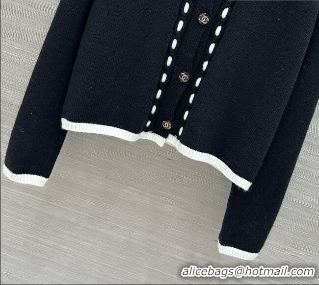 Buy Discount Chanel Wool and Cashmere Cardigan CH092906 Black 2026