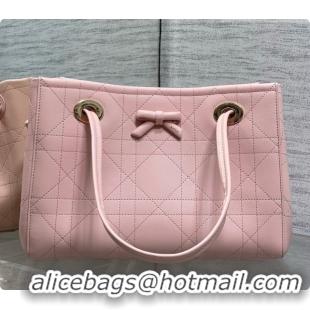 Good Quality Dior Qixi Small Dior Promenade Shopping Bag in Vanilla Flat Cannage Calfskin D090329 Pink 2026