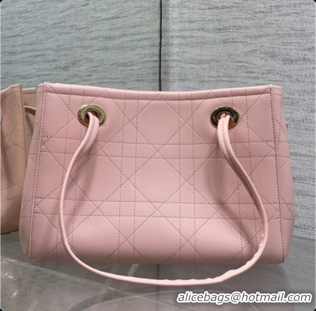 Good Quality Dior Qixi Small Dior Promenade Shopping Bag in Vanilla Flat Cannage Calfskin D090329 Pink 2026