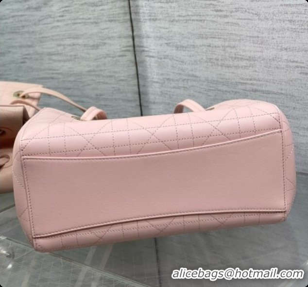 Good Quality Dior Qixi Small Dior Promenade Shopping Bag in Vanilla Flat Cannage Calfskin D090329 Pink 2026