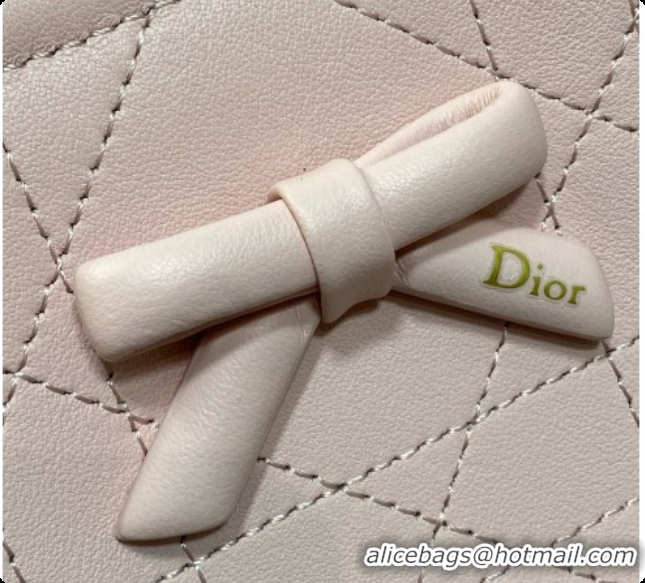 Good Quality Dior Qixi Small Dior Promenade Shopping Bag in Vanilla Flat Cannage Calfskin D090329 Pink 2026