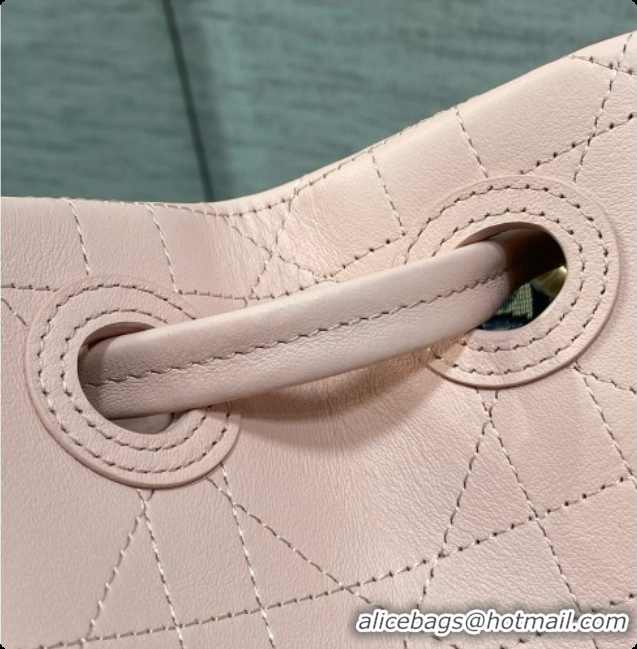 Good Quality Dior Qixi Small Dior Promenade Shopping Bag in Vanilla Flat Cannage Calfskin D090329 Pink 2026