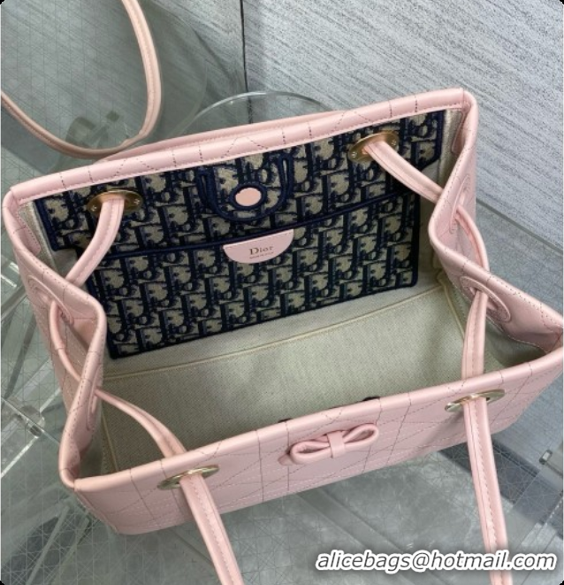 Good Quality Dior Qixi Small Dior Promenade Shopping Bag in Vanilla Flat Cannage Calfskin D090329 Pink 2026
