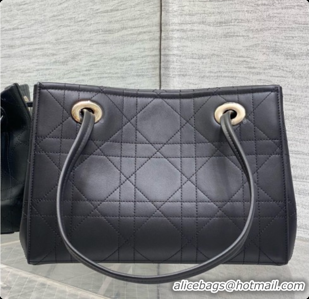 Trendy Design Dior Qixi Small Dior Promenade Shopping Bag in Vanilla Flat Cannage Calfskin D090331 Black 2026