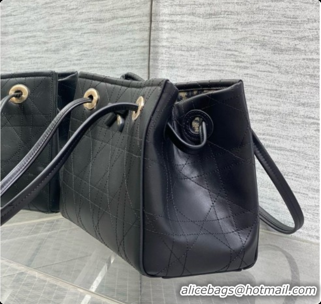 Super Quality Dior Qixi Small Dior Promenade Shopping Bag in Vanilla Flat Cannage Calfskin D090332 Black 2026