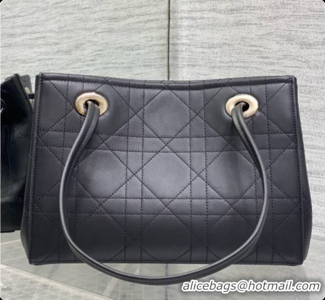 Super Quality Dior Qixi Small Dior Promenade Shopping Bag in Vanilla Flat Cannage Calfskin D090332 Black 2026