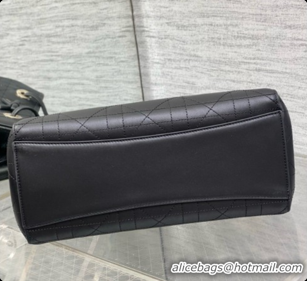 Super Quality Dior Qixi Small Dior Promenade Shopping Bag in Vanilla Flat Cannage Calfskin D090332 Black 2026