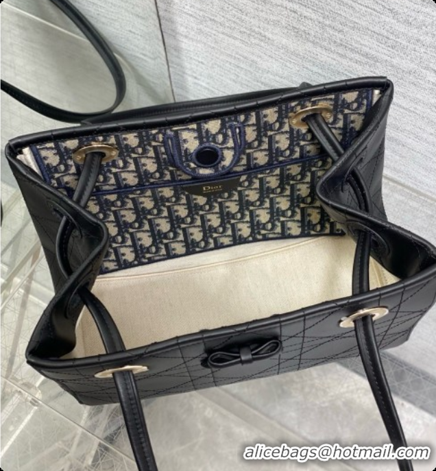 Super Quality Dior Qixi Small Dior Promenade Shopping Bag in Vanilla Flat Cannage Calfskin D090332 Black 2026