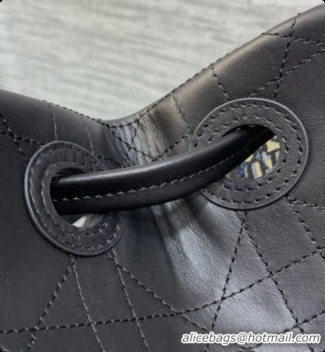 Super Quality Dior Qixi Small Dior Promenade Shopping Bag in Vanilla Flat Cannage Calfskin D090332 Black 2026
