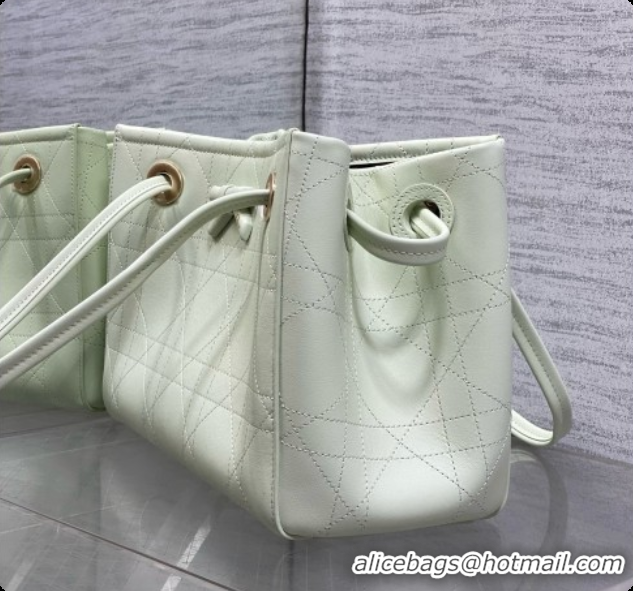 Top Quality Dior Qixi Small Dior Promenade Shopping Bag in Vanilla Flat Cannage Calfskin D090333 White 2026