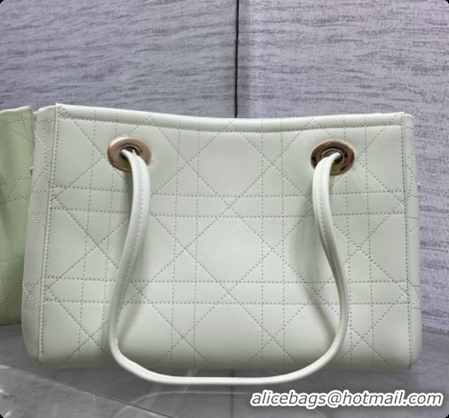 Top Quality Dior Qixi Small Dior Promenade Shopping Bag in Vanilla Flat Cannage Calfskin D090333 White 2026