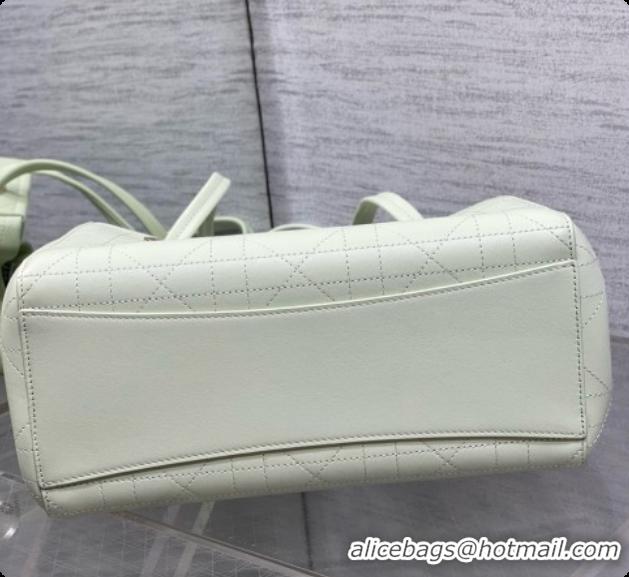 Top Quality Dior Qixi Small Dior Promenade Shopping Bag in Vanilla Flat Cannage Calfskin D090333 White 2026