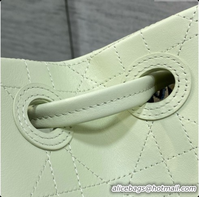 Top Quality Dior Qixi Small Dior Promenade Shopping Bag in Vanilla Flat Cannage Calfskin D090333 White 2026