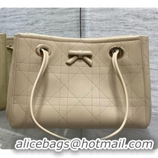 Most Popular Dior Qixi Small Dior Promenade Shopping Bag in Vanilla Flat Cannage Calfskin D090334 Beige 2026