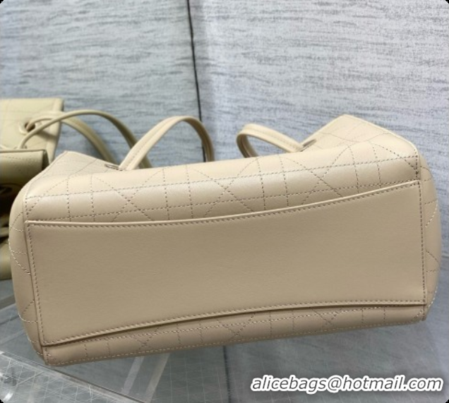 Most Popular Dior Qixi Small Dior Promenade Shopping Bag in Vanilla Flat Cannage Calfskin D090334 Beige 2026