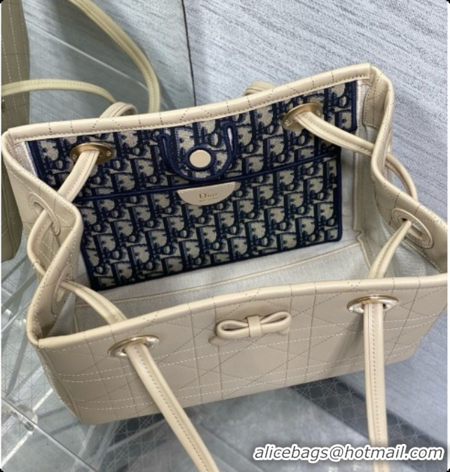 Most Popular Dior Qixi Small Dior Promenade Shopping Bag in Vanilla Flat Cannage Calfskin D090334 Beige 2026