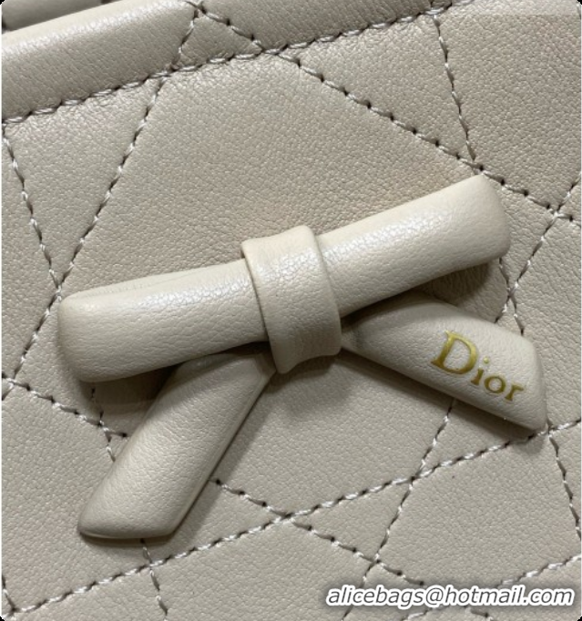 Most Popular Dior Qixi Small Dior Promenade Shopping Bag in Vanilla Flat Cannage Calfskin D090334 Beige 2026