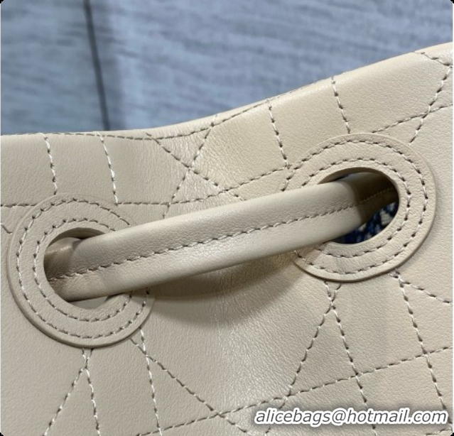 Most Popular Dior Qixi Small Dior Promenade Shopping Bag in Vanilla Flat Cannage Calfskin D090334 Beige 2026