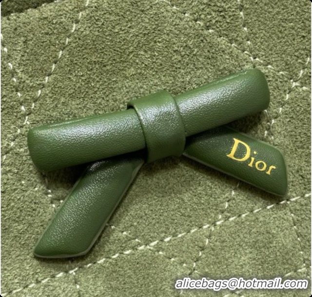 Best Quality Dior Qixi Small Dior Promenade Shopping Bag in Vanilla Flat Cannage Suede D090335 Green 2026