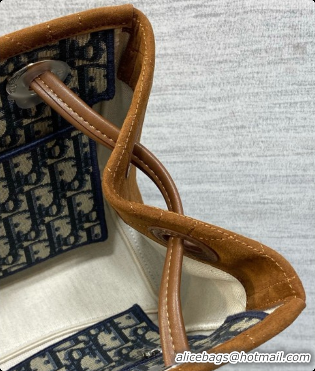 New Design Dior Qixi Small Dior Promenade Shopping Bag in Vanilla Flat Cannage Suede D090336 Brown 2026