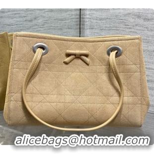 Cute Dior Qixi Small Dior Promenade Shopping Bag in Vanilla Flat Cannage Suede D090337 Beige 2026