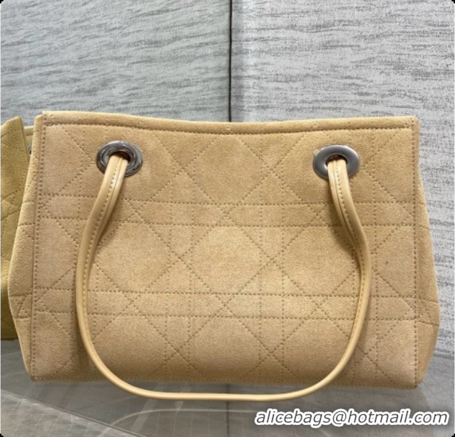 Cute Dior Qixi Small Dior Promenade Shopping Bag in Vanilla Flat Cannage Suede D090337 Beige 2026