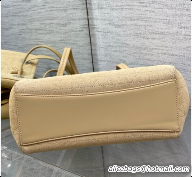 Cute Dior Qixi Small Dior Promenade Shopping Bag in Vanilla Flat Cannage Suede D090337 Beige 2026