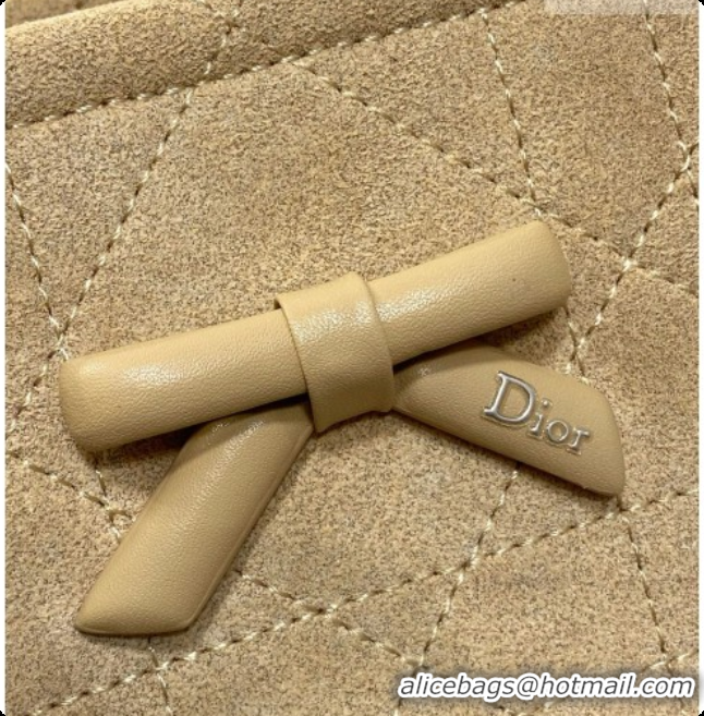 Cute Dior Qixi Small Dior Promenade Shopping Bag in Vanilla Flat Cannage Suede D090337 Beige 2026