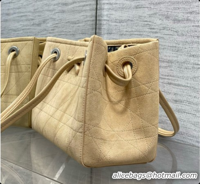Cute Dior Qixi Small Dior Promenade Shopping Bag in Vanilla Flat Cannage Suede D090337 Beige 2026
