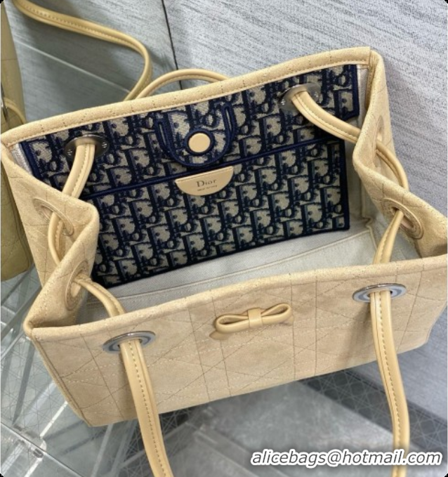 Cute Dior Qixi Small Dior Promenade Shopping Bag in Vanilla Flat Cannage Suede D090337 Beige 2026