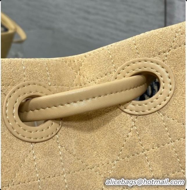 Cute Dior Qixi Small Dior Promenade Shopping Bag in Vanilla Flat Cannage Suede D090337 Beige 2026