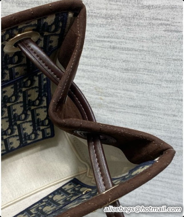 Charming Dior Qixi Small Dior Promenade Shopping Bag in Vanilla Flat Cannage Suede D090338 Dark Brown 2026