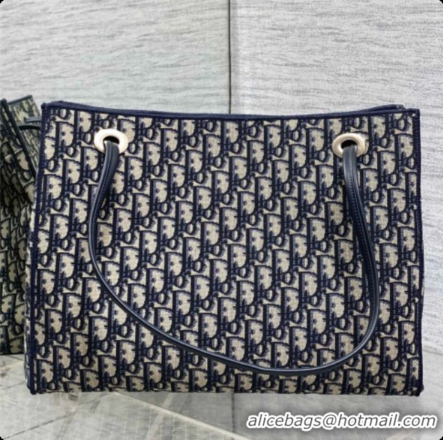 Luxury Dior Medium Dior Promenade Shopping Bag in Blue Dior Oblique Jacquard D090341 2026