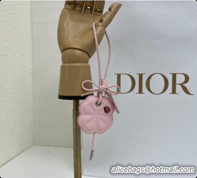 Luxury Dior Clover Bag Charm in Pink Calfskin D090343 2026